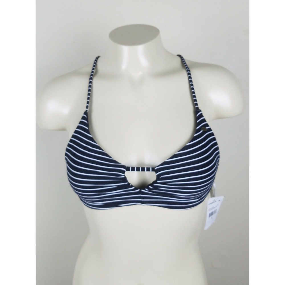 O'Neill Bi Coastal Striped Halter Bikini Black Size M NWT